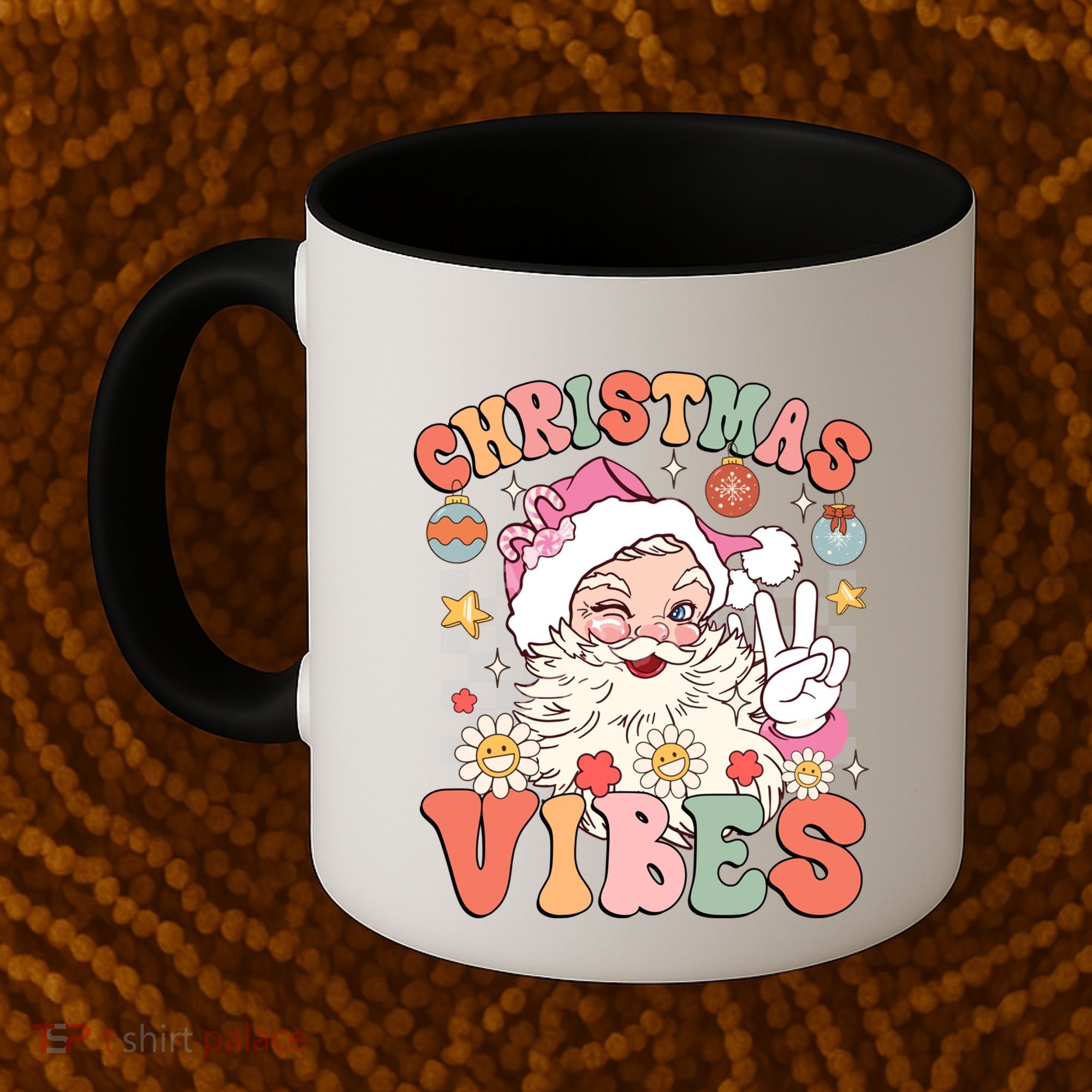 Retro Groovy Santa Claus Christmas Vibes Gift Coffee Mug