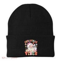 Retro Groovy Santa Claus Christmas Vibes Gift Beanie thumb 0