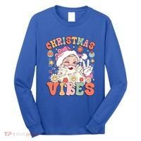 Retro Groovy Santa Claus Christmas Vibes Gift Long Sleeve Shirt thumb 0