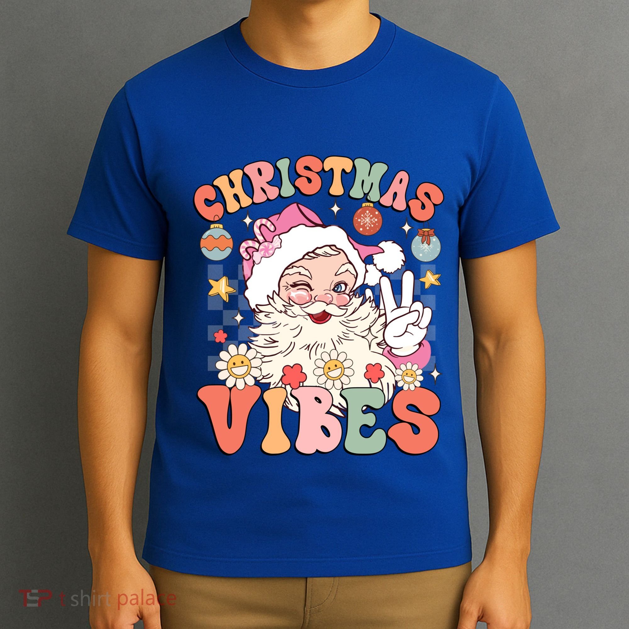Retro Groovy Santa Claus Christmas Vibes Gift T-Shirt