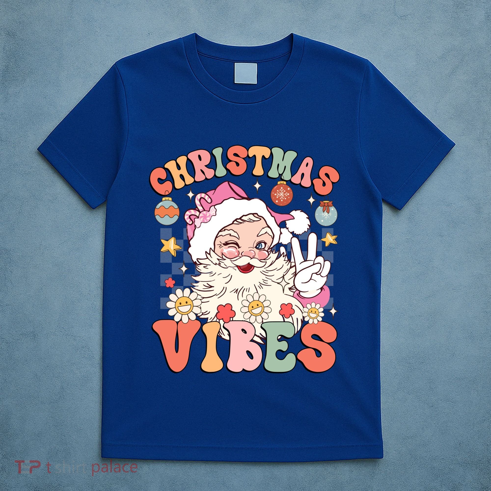 Retro Groovy Santa Claus Christmas Vibes Gift T-Shirt