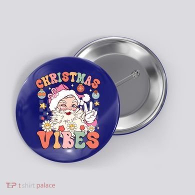 Retro Groovy Santa Claus Christmas Vibes Gift Button