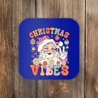 Retro Groovy Santa Claus Christmas Vibes Gift Coaster thumb 0
