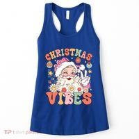 Retro Groovy Santa Claus Christmas Vibes Gift Women's Tank Top thumb 0