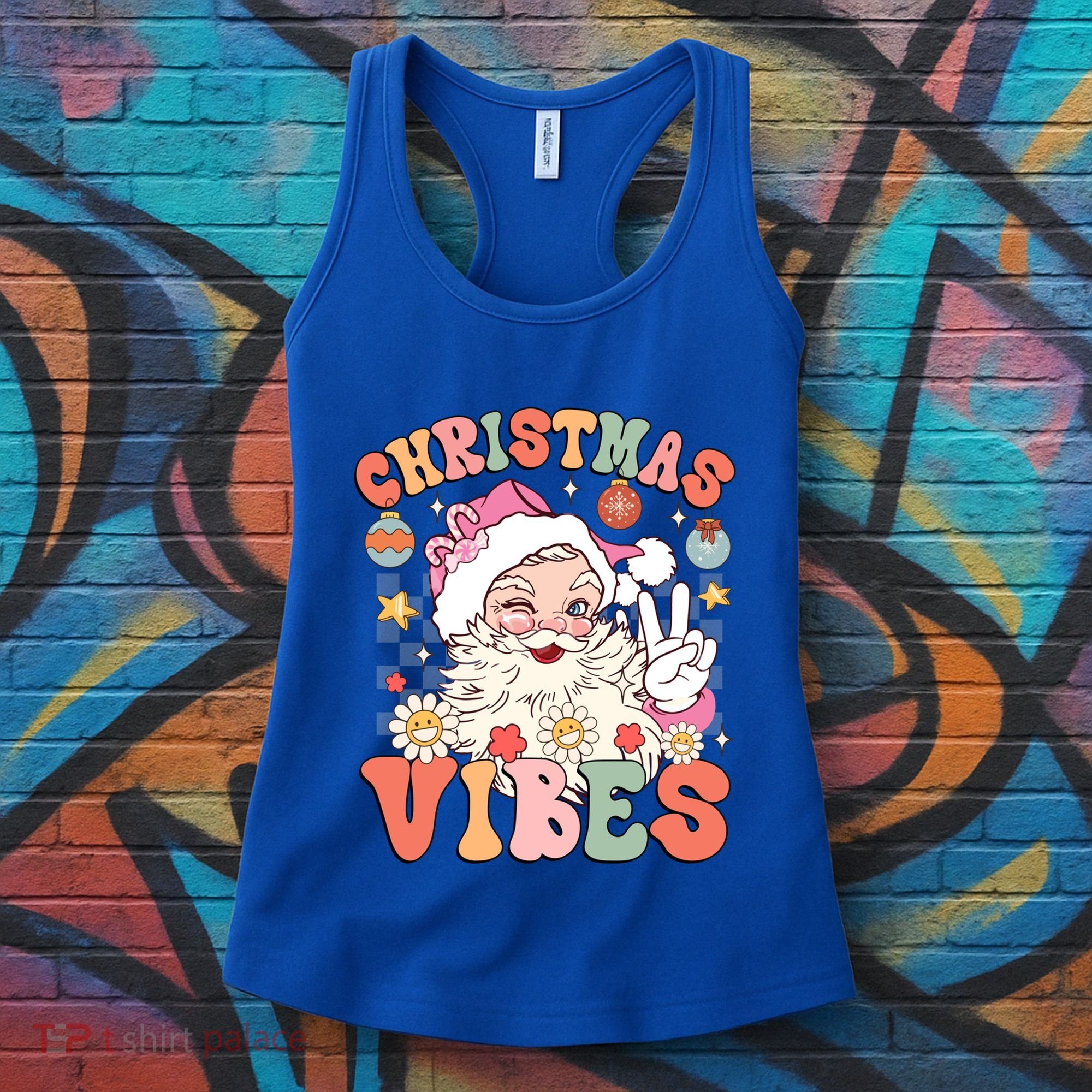 Retro Groovy Santa Claus Christmas Vibes Gift Women's Tank Top