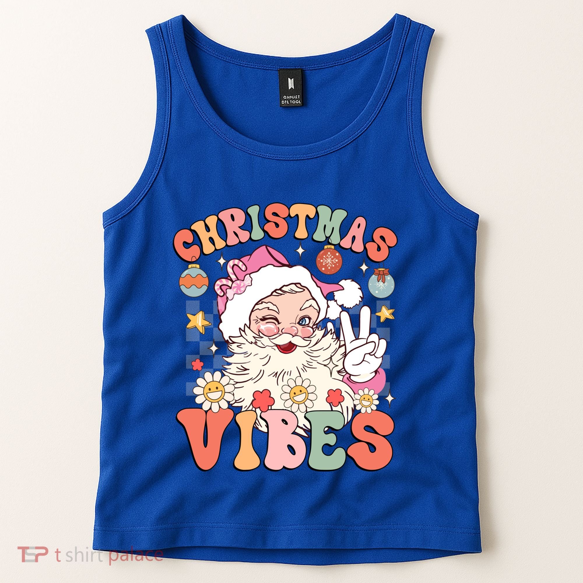 Retro Groovy Santa Claus Christmas Vibes Gift Tank Top
