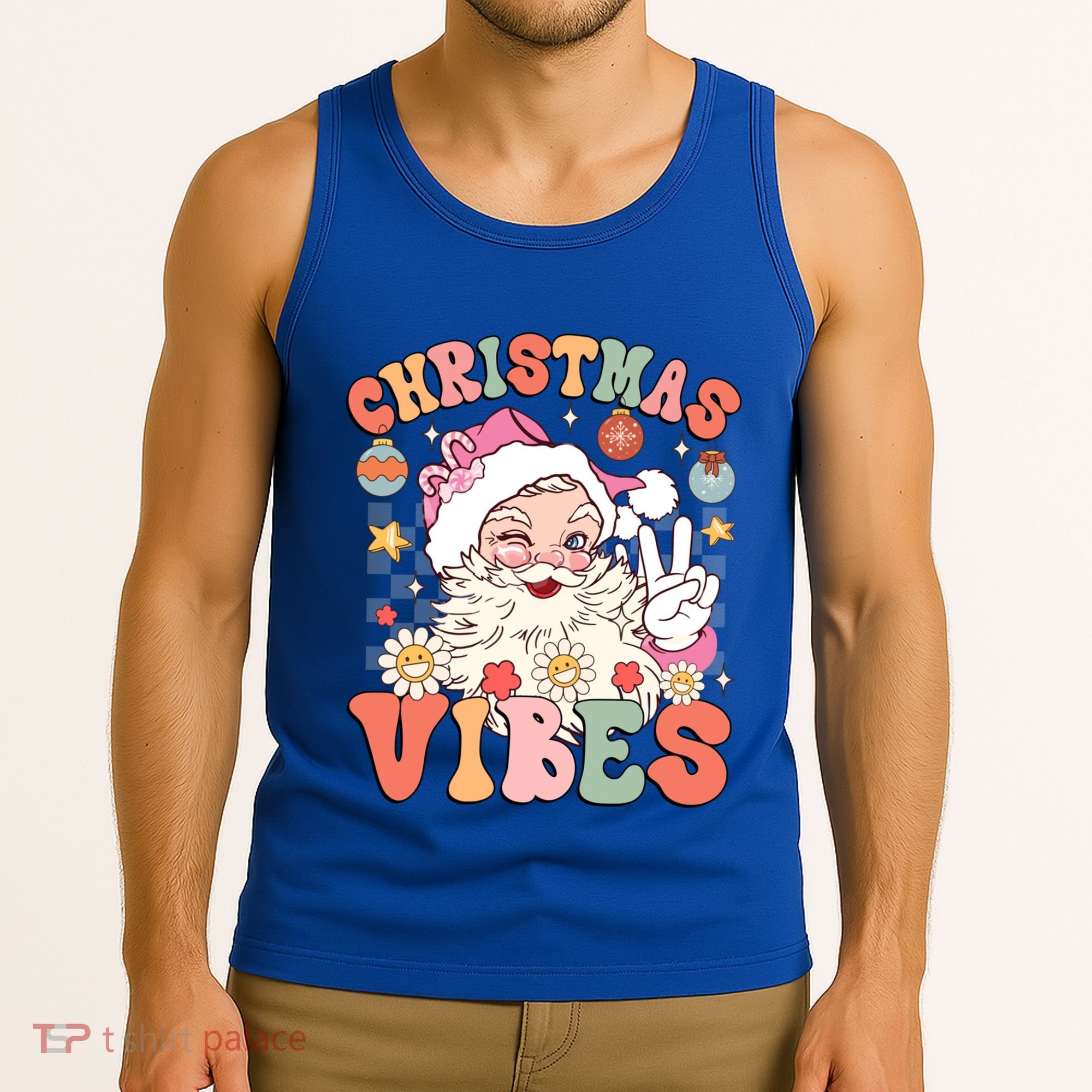 Retro Groovy Santa Claus Christmas Vibes Gift Tank Top