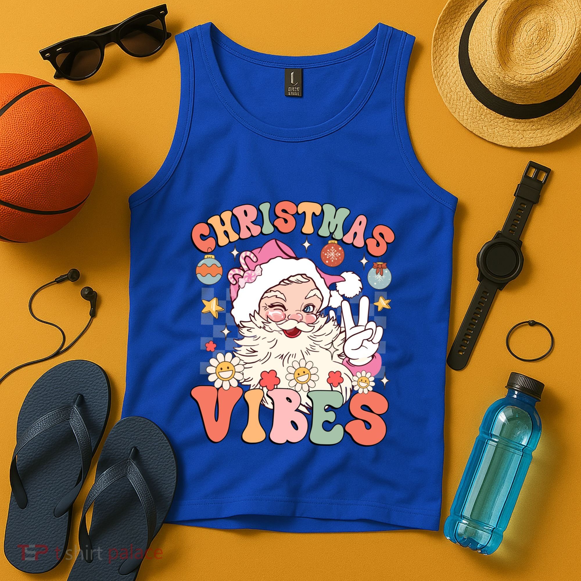 Retro Groovy Santa Claus Christmas Vibes Gift Tank Top