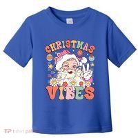 Retro Groovy Santa Claus Christmas Vibes Gift Toddler T-Shirt thumb 0
