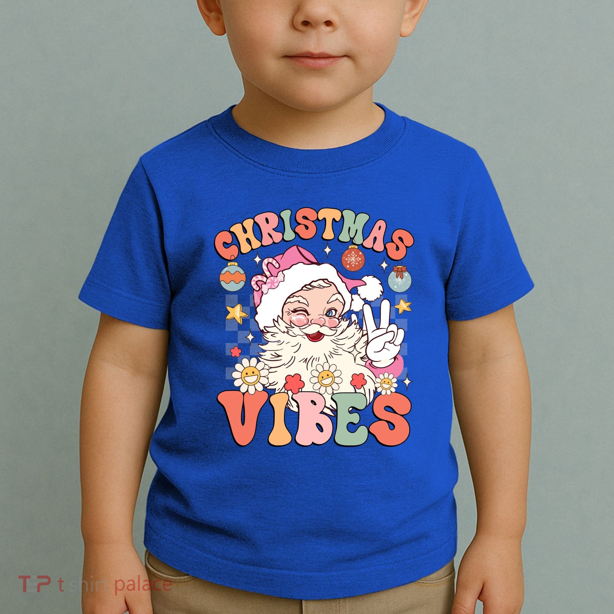 Retro Groovy Santa Claus Christmas Vibes Gift Toddler T-Shirt