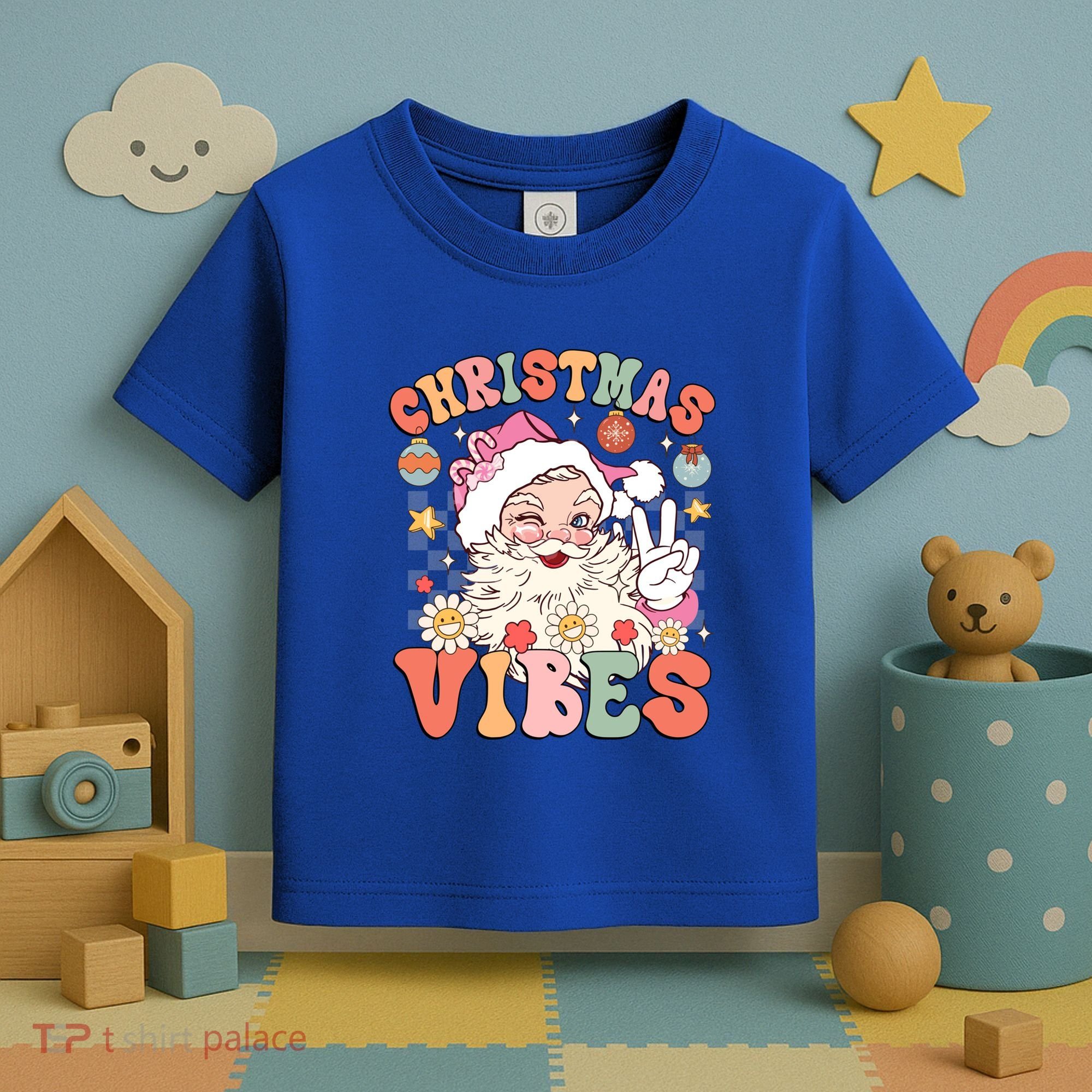Retro Groovy Santa Claus Christmas Vibes Gift Toddler T-Shirt