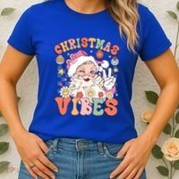 Retro Groovy Santa Claus Christmas Vibes Gift Women's T-Shirt thumb 2