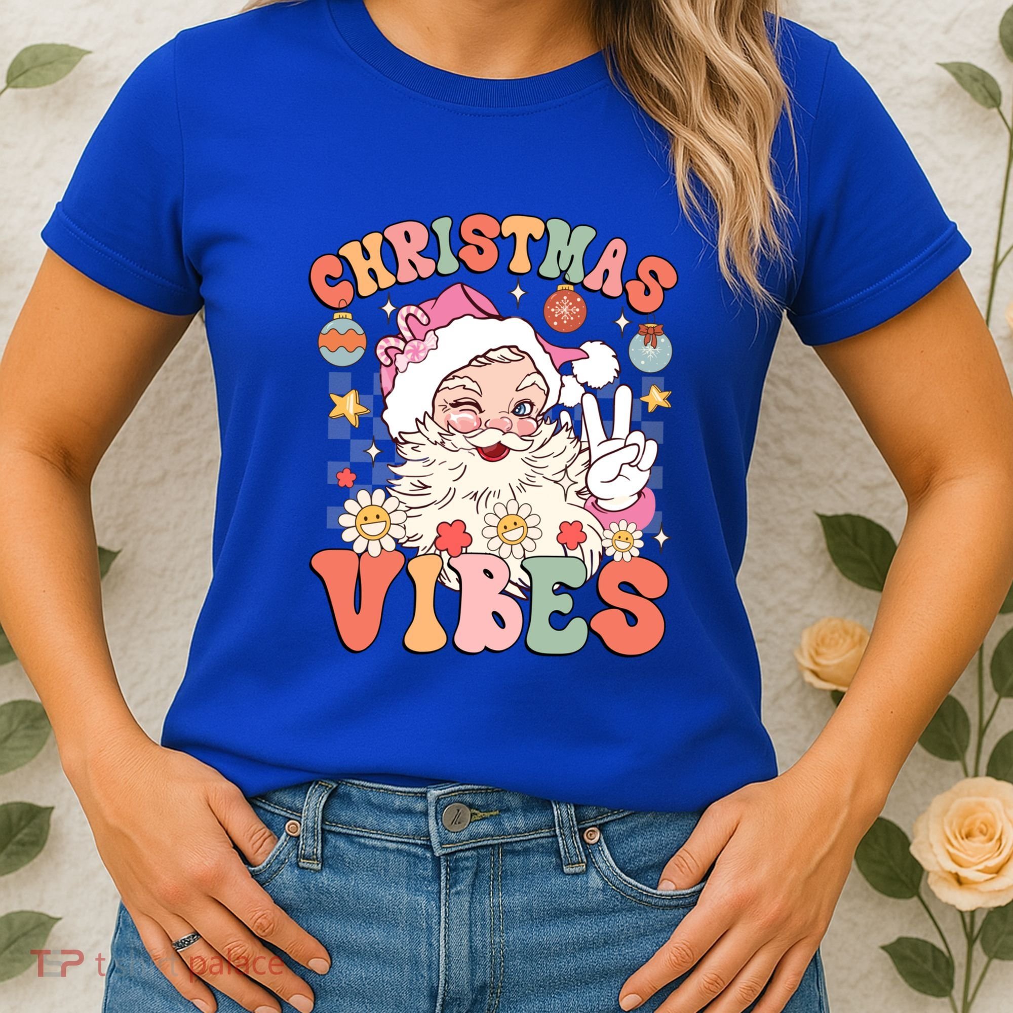 Retro Groovy Santa Claus Christmas Vibes Gift Women's T-Shirt