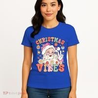 Retro Groovy Santa Claus Christmas Vibes Gift Women's T-Shirt thumb 4