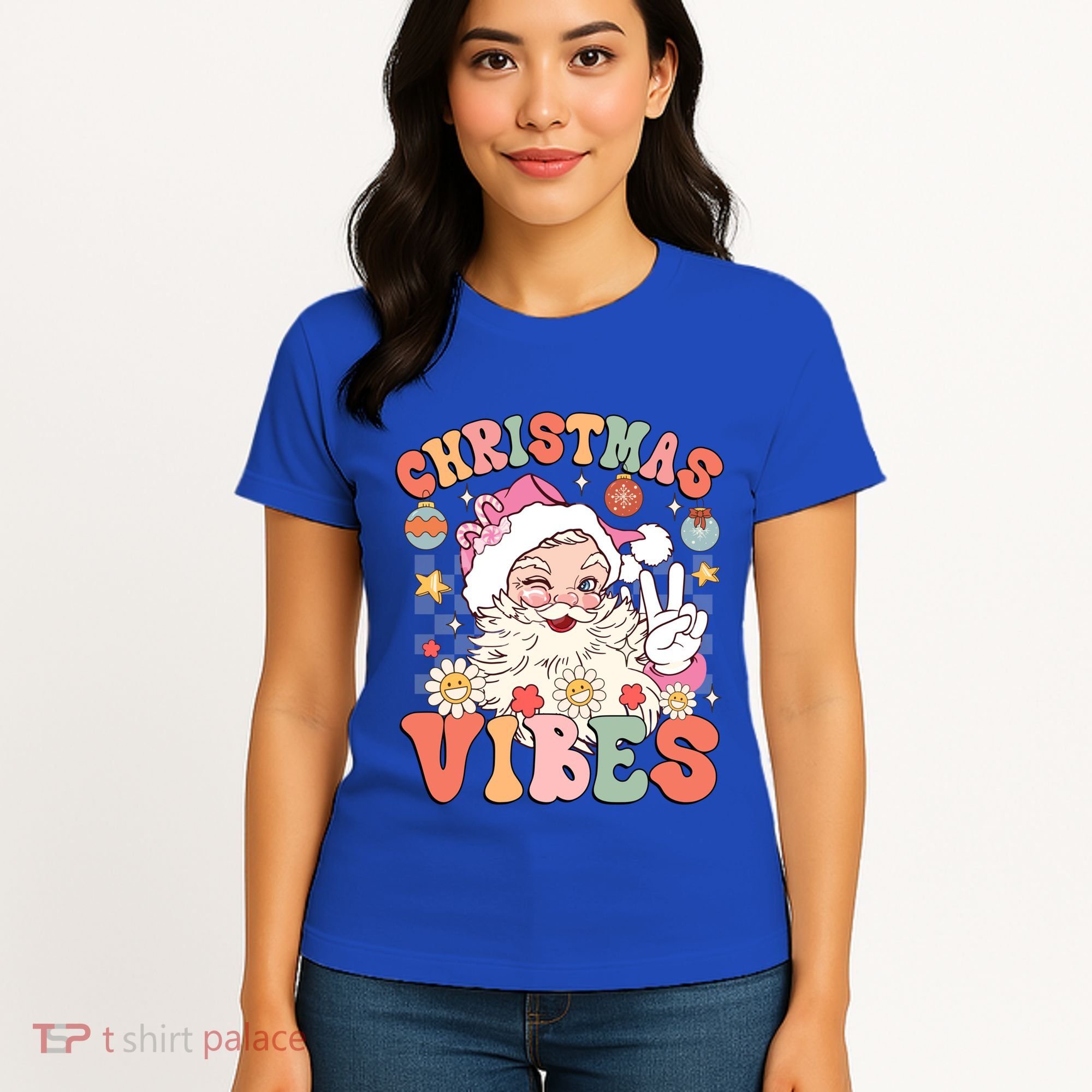 Retro Groovy Santa Claus Christmas Vibes Gift Women's T-Shirt