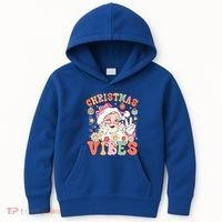 Retro Groovy Santa Claus Christmas Vibes Gift Kids Hoodie thumb 0