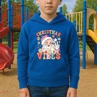 Retro Groovy Santa Claus Christmas Vibes Gift Kids Hoodie thumb 2