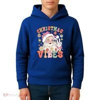 Retro Groovy Santa Claus Christmas Vibes Gift Kids Hoodie thumb 4