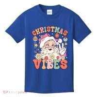 Retro Groovy Santa Claus Christmas Vibes Gift Kids T-Shirt thumb 0