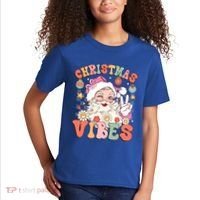 Retro Groovy Santa Claus Christmas Vibes Gift Kids T-Shirt thumb 2