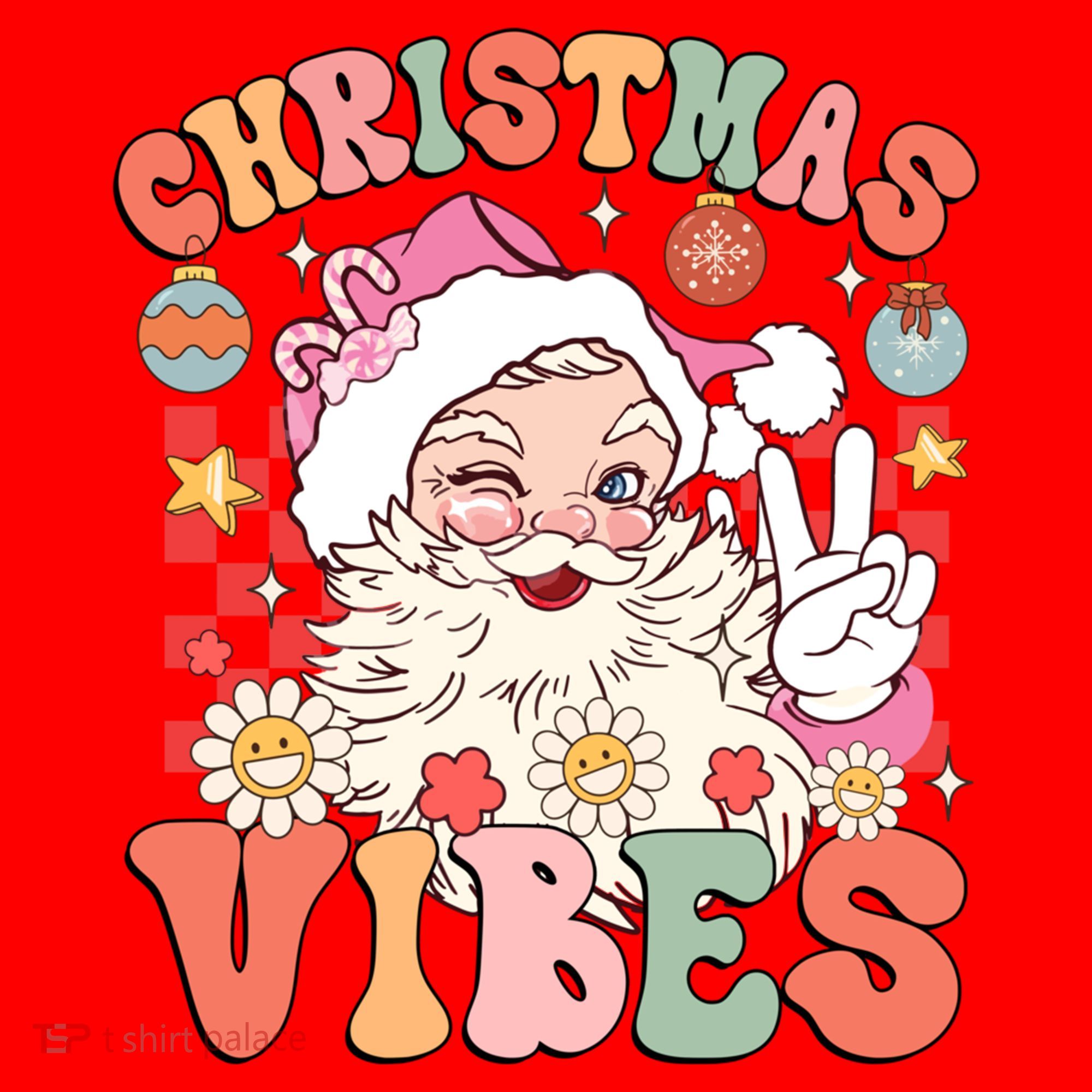 Retro Groovy Santa Claus Christmas Vibes Gift Santa Hat
