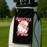 Retro Groovy Santa Claus Christmas Vibes Gift Golf Towel thumb 2