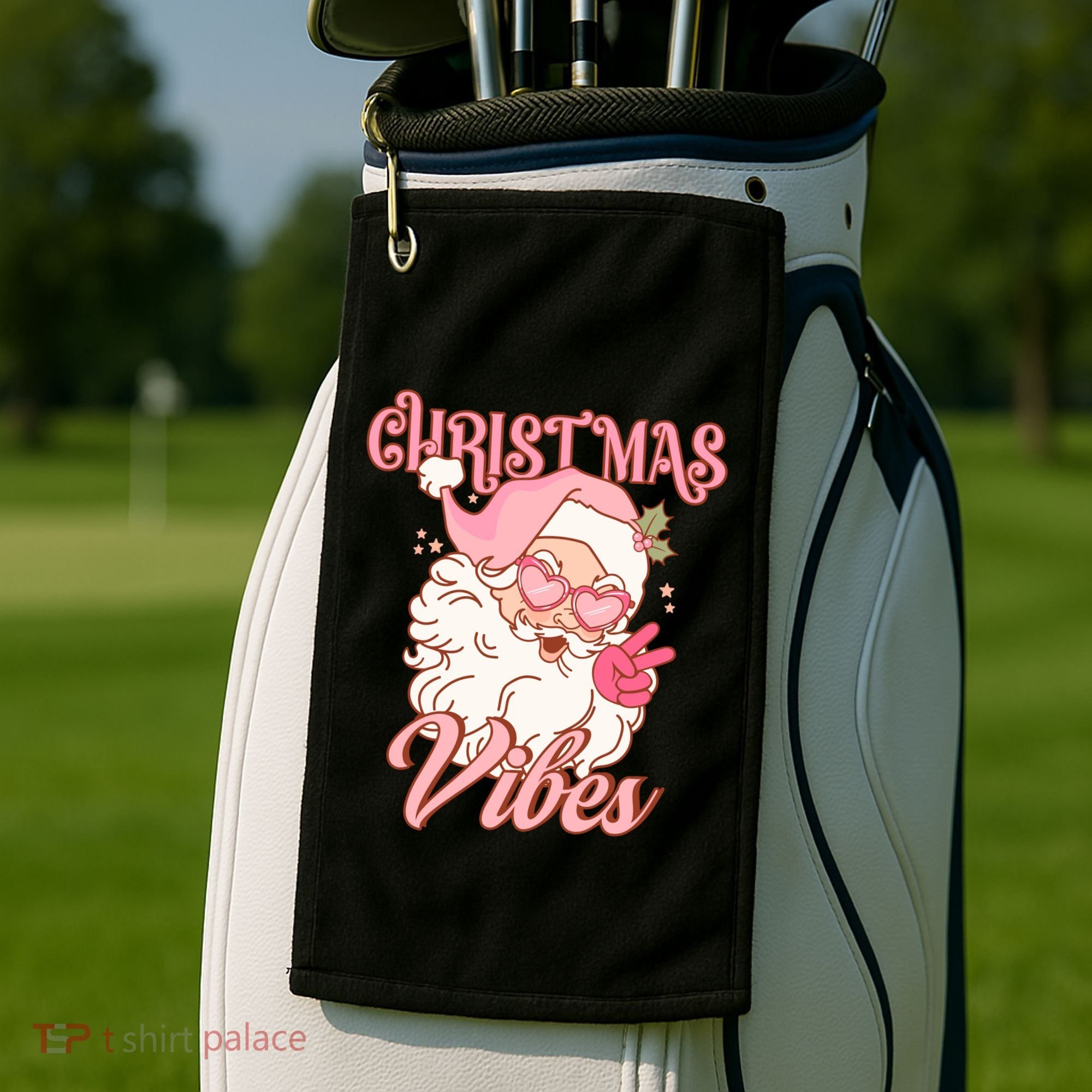 Retro Groovy Santa Claus Christmas Vibes Gift Golf Towel