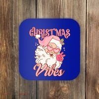 Retro Groovy Santa Claus Christmas Vibes Gift Coaster thumb 0