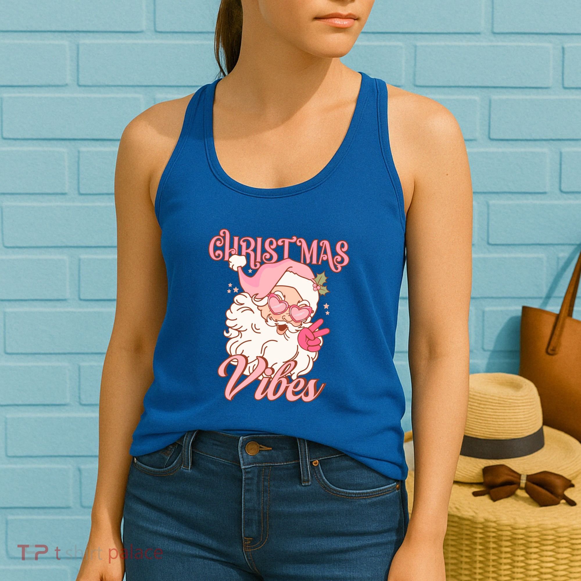 Retro Groovy Santa Claus Christmas Vibes Gift Women's Tank Top