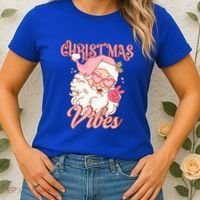 Retro Groovy Santa Claus Christmas Vibes Gift Women's T-Shirt thumb 2