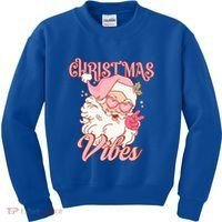 Retro Groovy Santa Claus Christmas Vibes Gift Kids Sweatshirt thumb 0