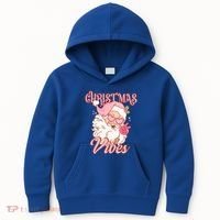 Retro Groovy Santa Claus Christmas Vibes Gift Kids Hoodie thumb 0