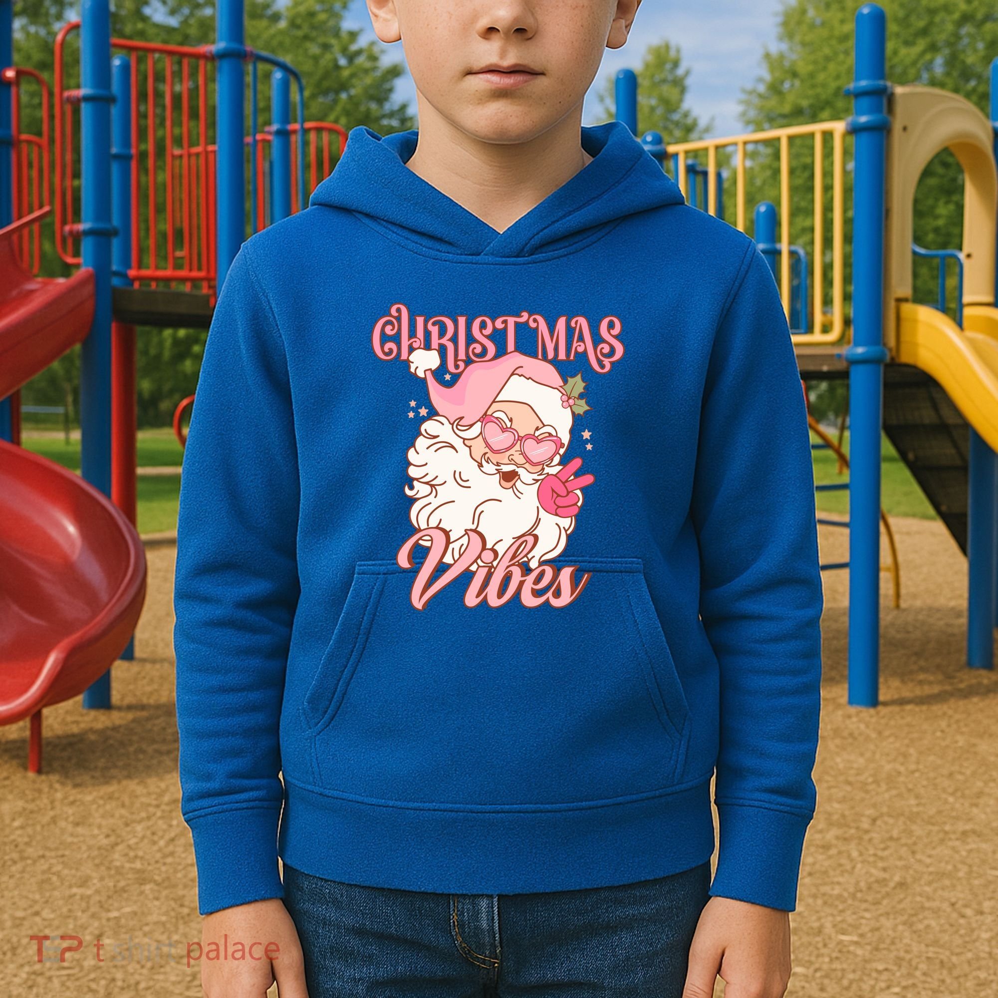 Retro Groovy Santa Claus Christmas Vibes Gift Kids Hoodie