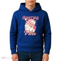 Retro Groovy Santa Claus Christmas Vibes Gift Kids Hoodie thumb 4