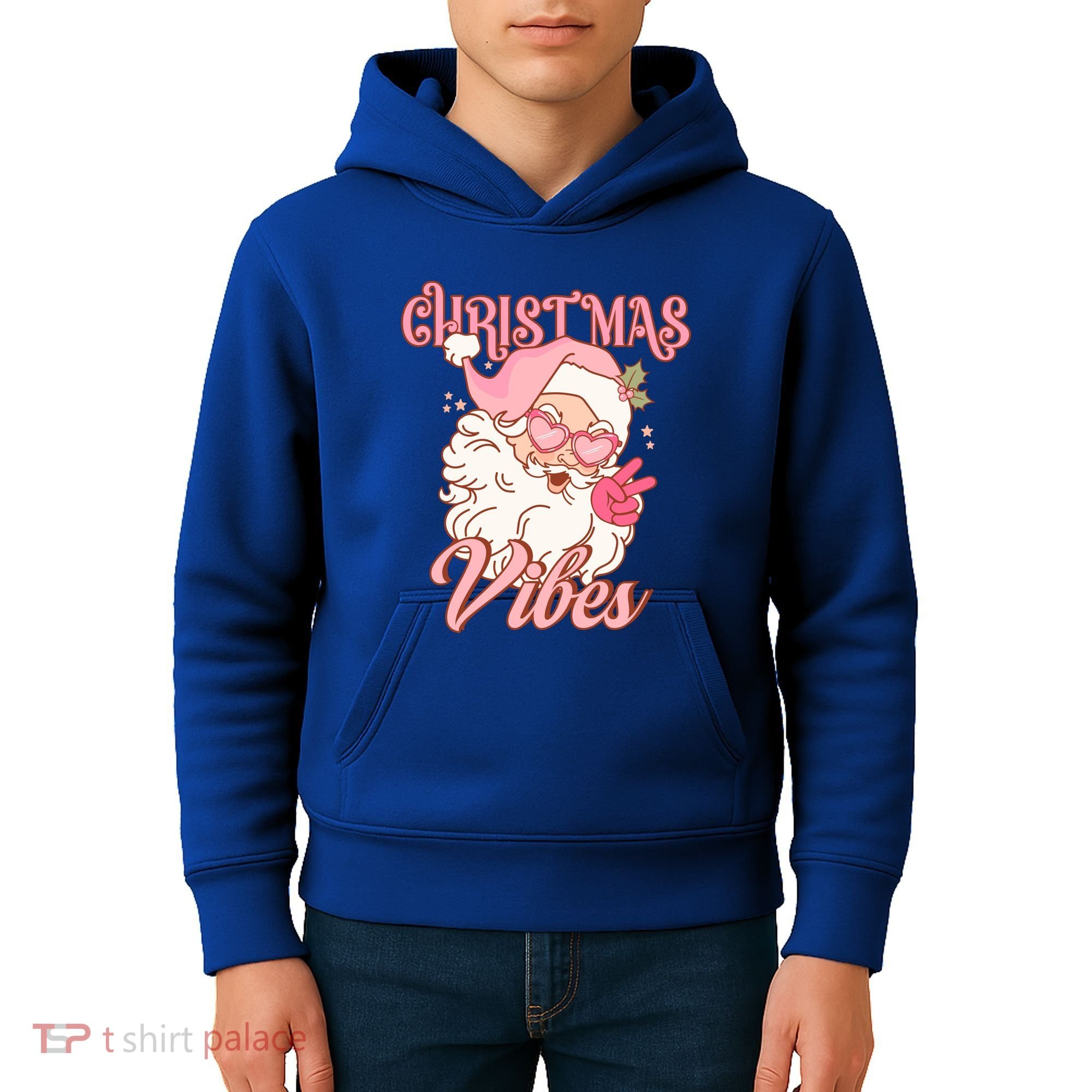 Retro Groovy Santa Claus Christmas Vibes Gift Kids Hoodie