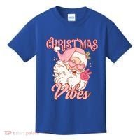 Retro Groovy Santa Claus Christmas Vibes Gift Kids T-Shirt thumb 0