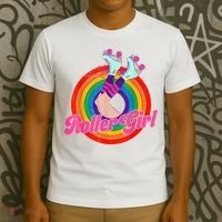Roller Girl Skater Skating Retro Vintage 70s 80s Skates T-Shirt thumb 3