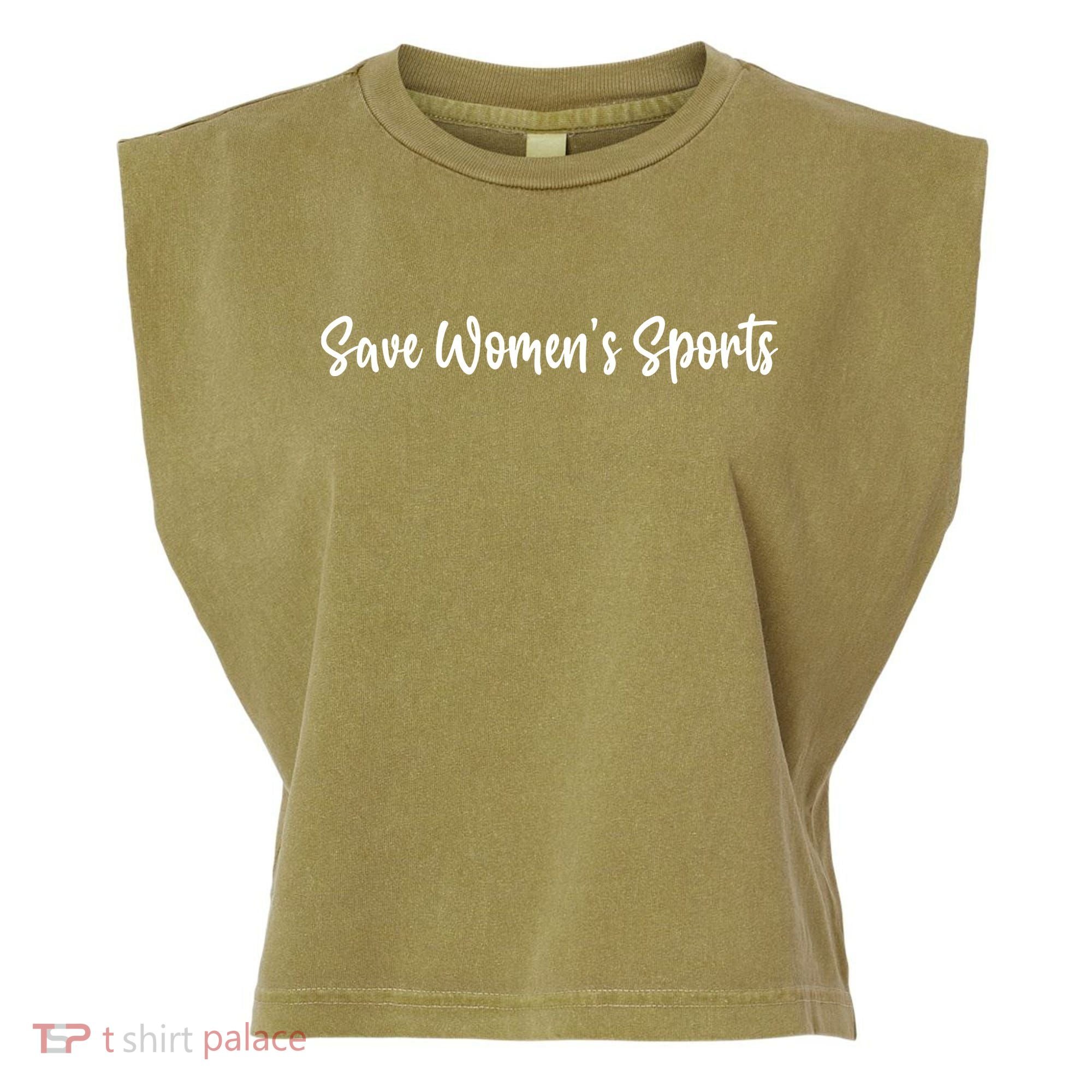  Save Womens Sports Riley Gaines Garment-Dyed Women's Muscle Tee