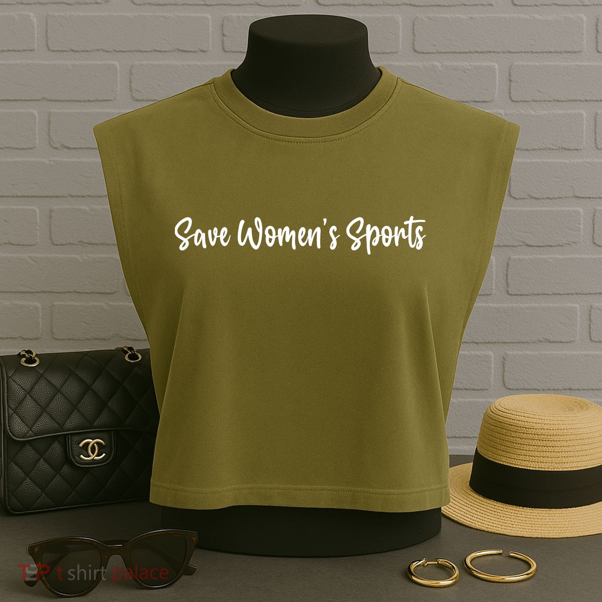  Save Womens Sports Riley Gaines Garment-Dyed Women's Muscle Tee