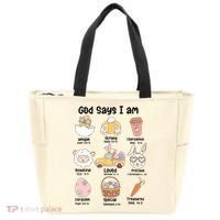 Retro God Says I Am Christian Jesus Happy Easter Day Bunny Tote Bag thumb 0