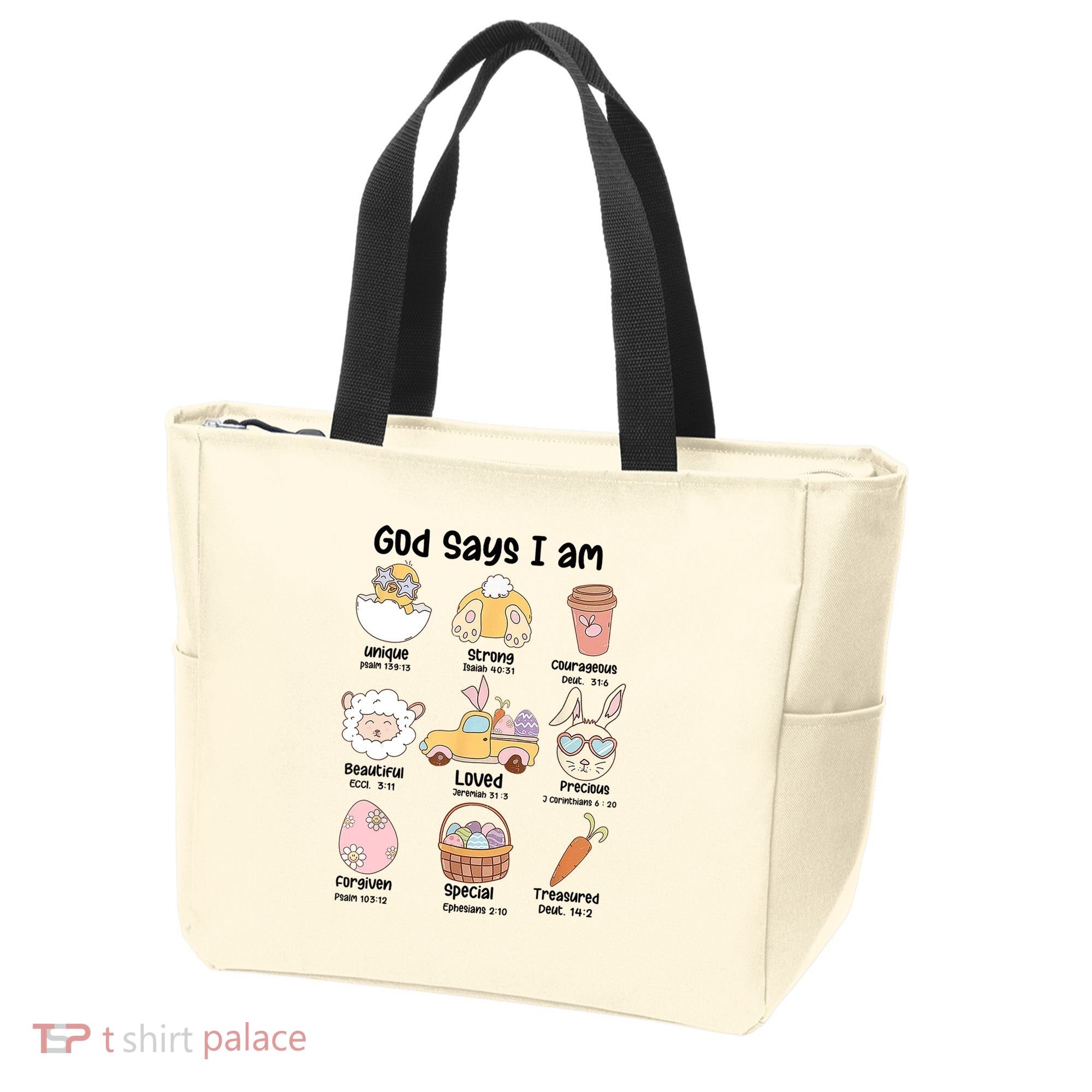 Retro God Says I Am Christian Jesus Happy Easter Day Bunny Tote Bag