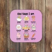 Retro God Says I Am Christian Jesus Happy Easter Day Bunny Coaster thumb 0