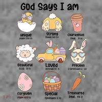 Retro God Says I Am Christian Jesus Happy Easter Day Bunny Toddler Hoodie thumb 2