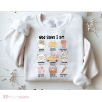 Retro God Says I Am Christian Jesus Happy Easter Day Bunny Sweatshirt thumb 2