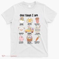 Retro God Says I Am Christian Jesus Happy Easter Day Bunny T-Shirt thumb 0