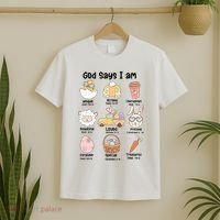 Retro God Says I Am Christian Jesus Happy Easter Day Bunny T-Shirt thumb 2