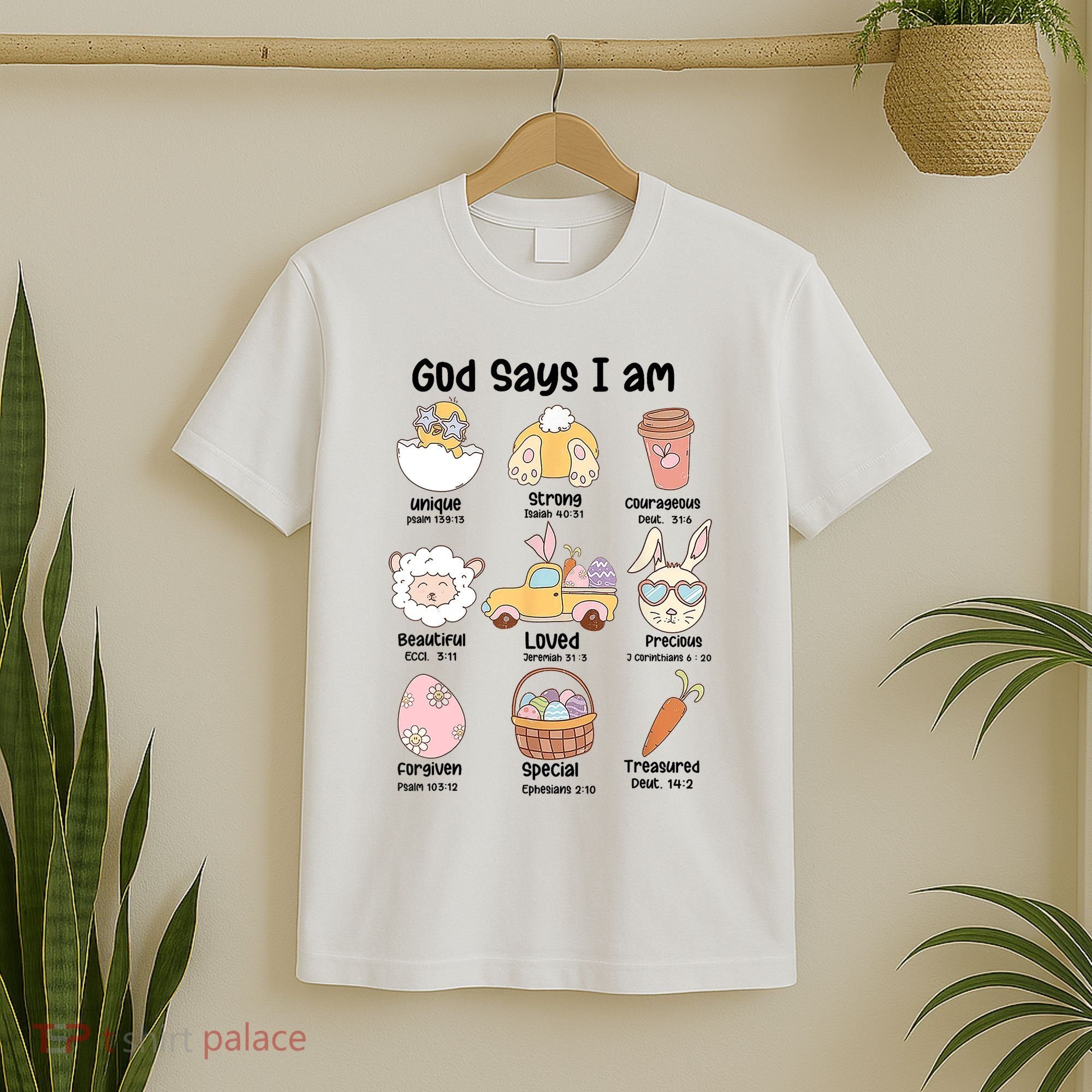 Retro God Says I Am Christian Jesus Happy Easter Day Bunny T-Shirt