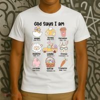 Retro God Says I Am Christian Jesus Happy Easter Day Bunny T-Shirt thumb 3