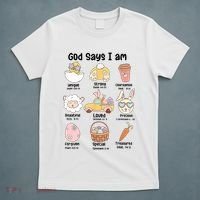 Retro God Says I Am Christian Jesus Happy Easter Day Bunny T-Shirt thumb 5