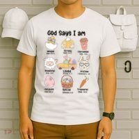 Retro God Says I Am Christian Jesus Happy Easter Day Bunny T-Shirt thumb 6